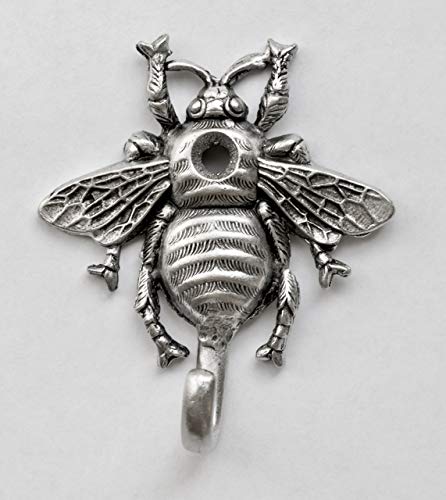 Bee Hook, Bumble Bee Hook, Large Wall Hooks, Picture Hook, Jewelry Hook, Decorative Wall Hook, 1 Piece, Silver Finish