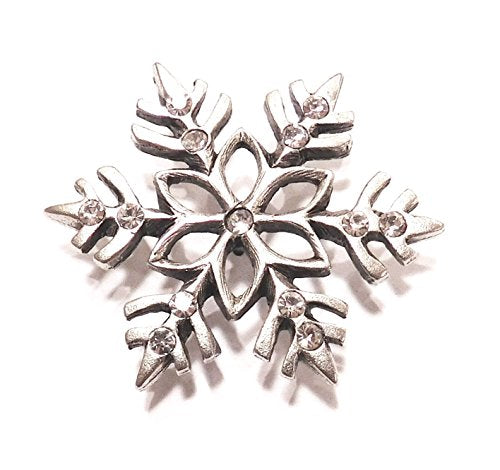 NORMA JEAN DESIGNS, LLC Snowflake PINS with Glass Crystal Stones Antique Silver CL-108AS