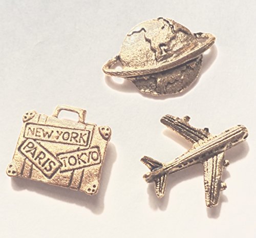 Travel The World Push Pins, Decorative Push Pins, Unique Gold Push Pins, 15 Piece Metal Push Pin Set