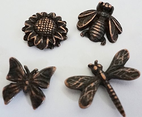 Springtime Push Pins, Decorative Push Pins, Unique Bronze Push Pins, 15 Piece Metal Push Pin Set, 15 Piece