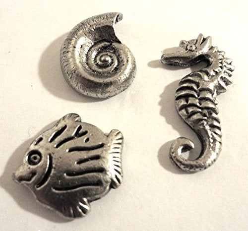 Sea Life Push Pins, Decorative Push Pins, Unique Silver Push Pins, 15 Piece Metal Push Pin Set